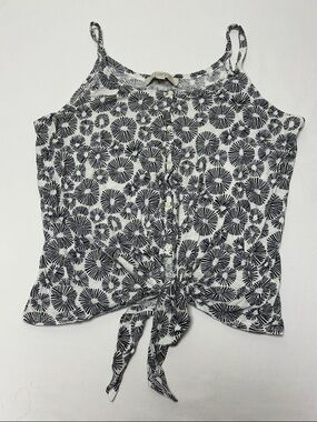 LOFT Black & White Floral Tie-Front Camisole